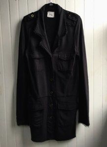 LINQ Los Angeles Black Soft Coat Lagenlook Longline Drop Waist Size Medium Modal